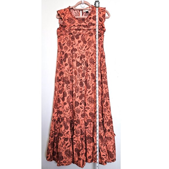 Universal Thread Floral Ruffled Flutter Sleeve Sleeveless A-Line Maxi Dress, M - Picture 5 of 12